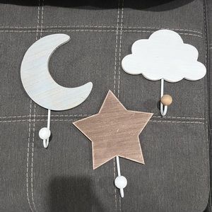 Wooden Baby nursery decor cloud, star, and moon